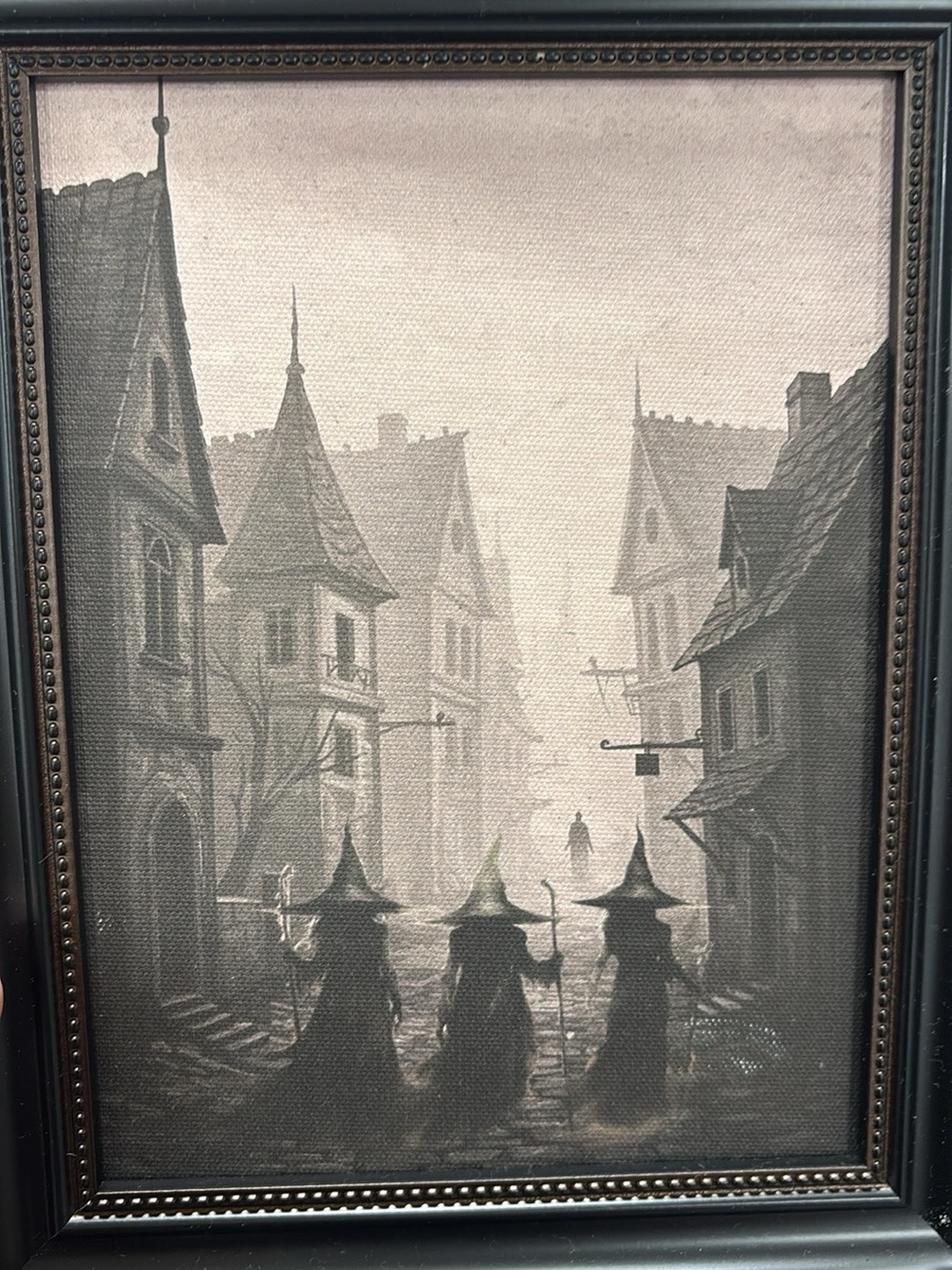 Mystical Witch Trio Black & Gray Canvas Wall Art